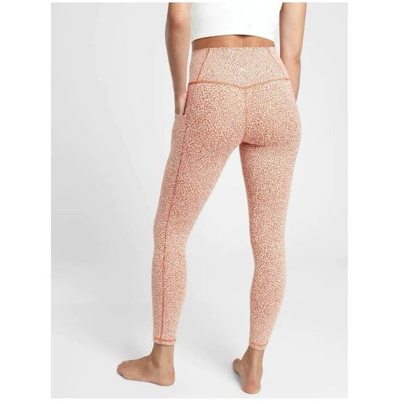 Athleta Women's size 2X Salutation Stash II Textured Tight in Orange and White - Picture 2 of 7